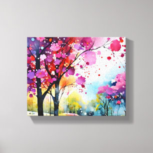 Levendig bos Waterverf schilderij Canvas Afdruk