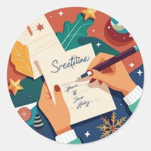 levendig-briefkaart-design-verspreid-op-een-festib ronde sticker