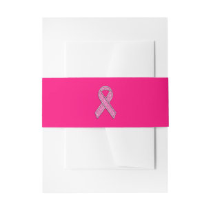 Levendig chroom glitter Style Roze lintbewustzijn Uitnodigingen Wikkel