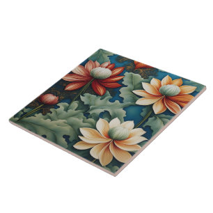 Levendig chrysant ontwerp tegeltje