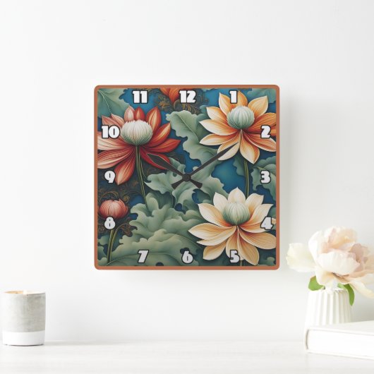 Levendig chrysant ontwerp vierkante klok (Huis)