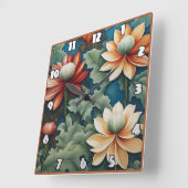 Levendig chrysant ontwerp vierkante klok (Hoek)