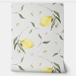 Levendig citroen vruchtpatroon behang