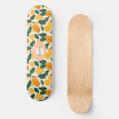 Levendig citrusvruchtenpatroon met groene bladeren skateboard (Voorkant)