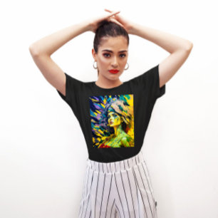 Levendig Cool Girl Portret - Moderne Kunst T-shirt