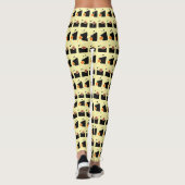Levendig Crème Wit Abstract Patroon Leggings (Achterkant)