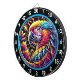 Levendig dartbord met Tropical Parrot Design (Voorkant Rechts)