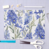 Levendig Delphinium Waterverf Patroon in Vet Blauw Tissuepapier (Craft)