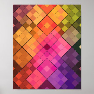 Levendig diamant mozaïek patroon poster