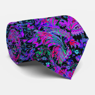 Levendig donkerblauw paars paisleypatroon stropdas