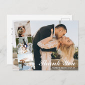 Levendig Elegant 4 Foto Collage Weddenschap Dank j Briefkaart (Voorkant / Achterkant)