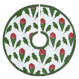 Levendig Elegant Patroon Rode Rozen Groene Holly A Kerstboom Rok