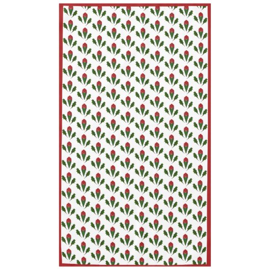 Levendig Elegant Patroon Rode Rozen, Groene Holly Tafelkleed (Voorkant)