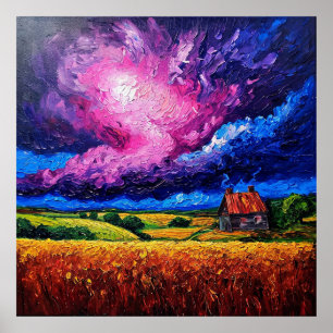Levendig en dramatisch landschap poster