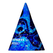 Levendig en kosmisch blauw sprankelend glitter feesthoedjes (Rechts)