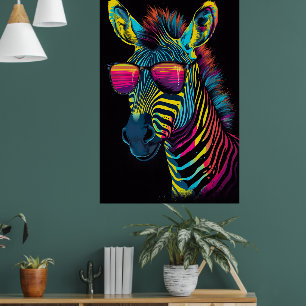 Levendig en Strak Kleurrijk Zebra Poster