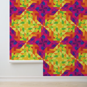 Levendig en vet geometrisch patroon behang