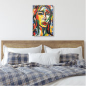 Levendig expressionistisch Abstract vrouwenportret Canvas Afdruk (Insitu (Slaapkamer))