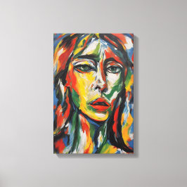 Levendig expressionistisch Abstract vrouwenportret Canvas Afdruk