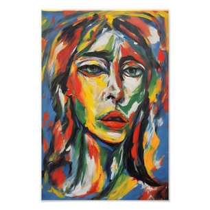 Levendig expressionistisch Abstract vrouwenportret Foto Afdruk