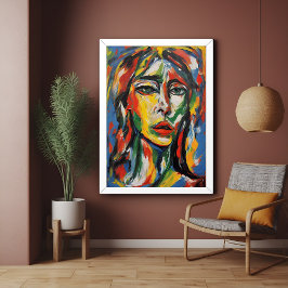 Levendig expressionistisch Abstract vrouwenportret Perfect Poster