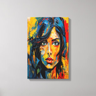 Levendig expressionistisch portret van gedurfde Ab Canvas Afdruk