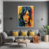 Levendig expressionistisch portret van gedurfde Ab Poster