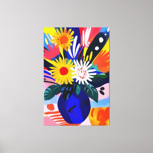 Levendig Fauvistisch Visioen van Zonnebloemen Canvas Afdruk (Voorkant)
