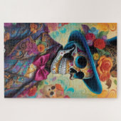 Levendig feest: Sugar Skull Dapper Skelet Legpuzzel (Horizontaal)