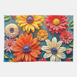 Levendig Floral Fantasy Design Theedoek