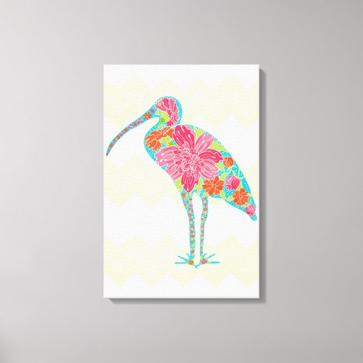 Levendig Floral Ibis Chevron Tropisch Ontwerp Canvas Afdruk (Voorkant)