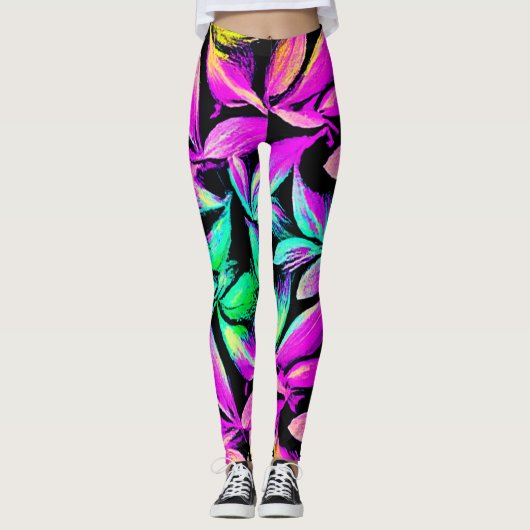 Levendig Floral Repeat Design Leggings (Voorkant)
