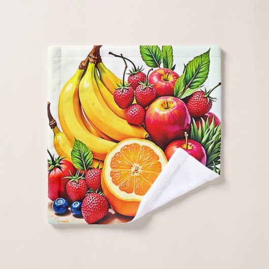 Levendig Fresh Fruit Delight-ontwerp Bad Handdoek (Wasdoekje)