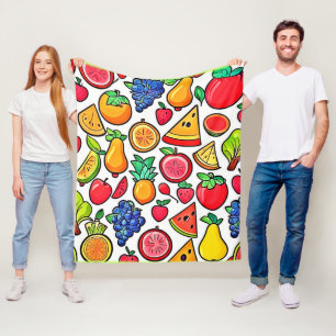 Levendig fruitpatroon fleece deken