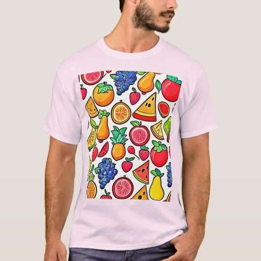 Levendig fruitpatroon t-shirt (Voorkant)