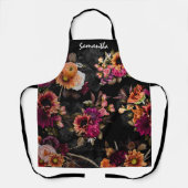 Levendig Fuchsia Oranje Bloemenkleuren Monogram Ca Schort (Voorkant)