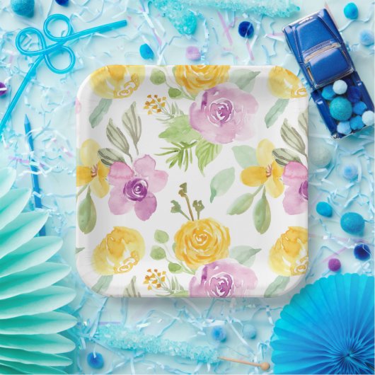 Levendig Fun Waterverf Bloementuin Bloementuin Gir Papieren Bordje (Feest)