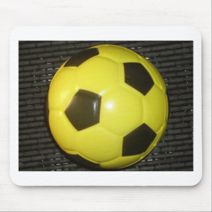 Levendig Geel en Zwart Football (Voetbal) Art Muismat