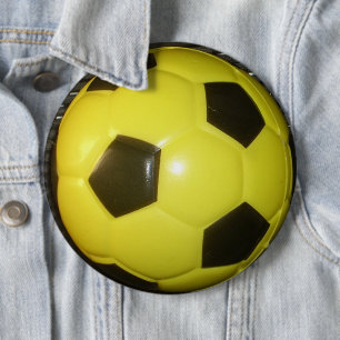 Levendig Geel en Zwart Football (Voetbal) Art Ronde Button 6,0 Cm