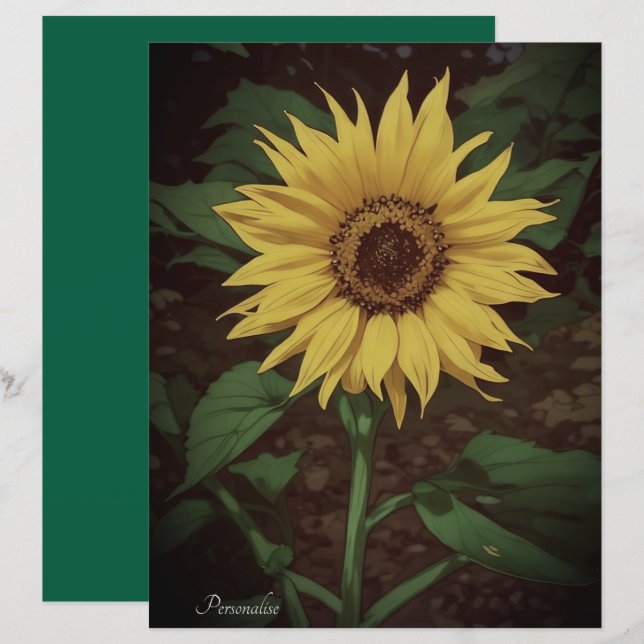 Levendig Geel SunFlower Green Scrapbook Paper (Voorkant / Achterkant)