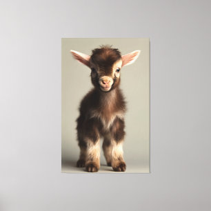 Levendig gekleurd Baby Goat Full Portrait Canvas Afdruk