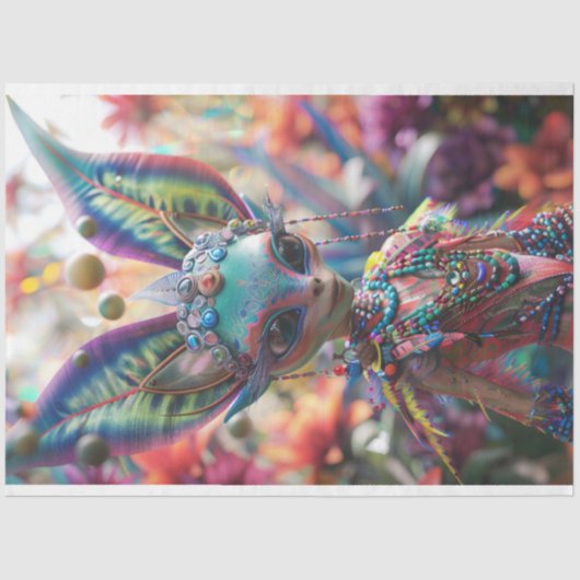 Levendig gekleurde elf fee grote oren decoupage tissuepapier (Voorkant)