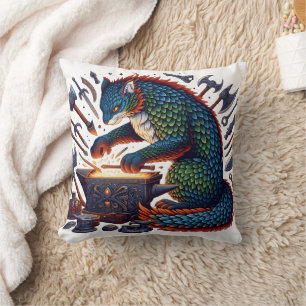 Levendig Gekleurde Kat Forging Tools in Workshop Kussen