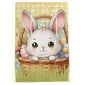 Levendig Gelukkig Pasen op een Gele achtergrond Medium Cadeauzakje (Achterkant)