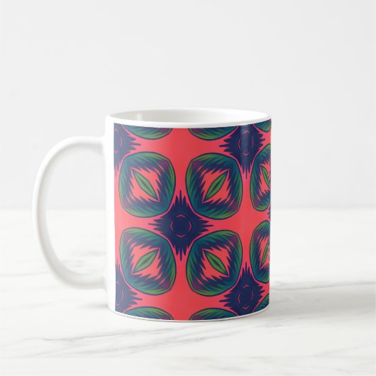 Levendig geometrisch Abstract patroon Koffiemok (Links)