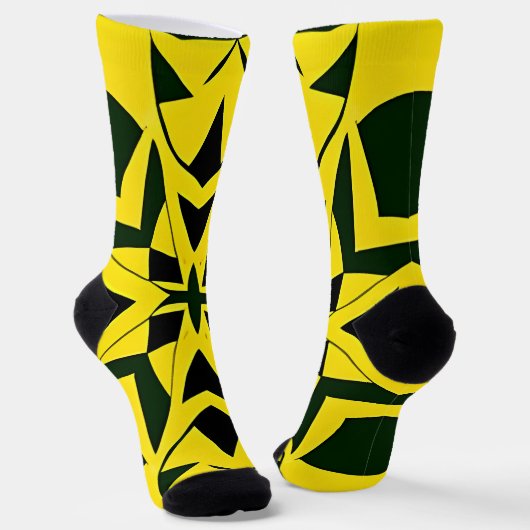 Levendig geometrisch bloemontwerp sokken (Gebogen)