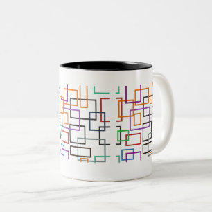 Levendig geometrisch mok ontwerp met gewaagde, kle