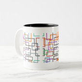 Levendig geometrisch mok ontwerp met gewaagde, kle (Voorkant links)