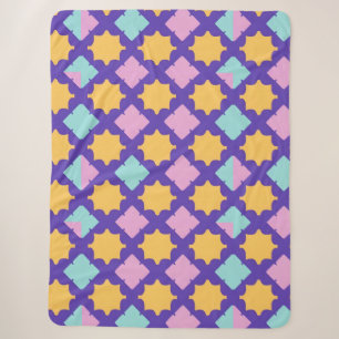 Levendig geometrisch patroon met felle kleuren sherpa deken