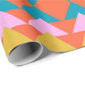 Levendig geometrisch patroon Modern Oranje blauw Cadeaupapier (Rol Hoek)